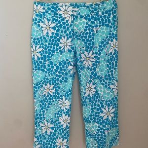 Lilly Pulitzer Crop Capri Pants White Label Cheetah Leopard Pattern